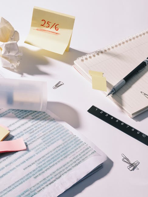 Planning notes on a desk